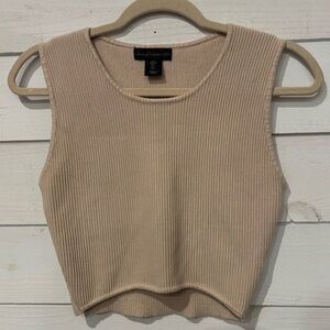 House of Harlow 1960 Tan Ribbed Crop Tank Top